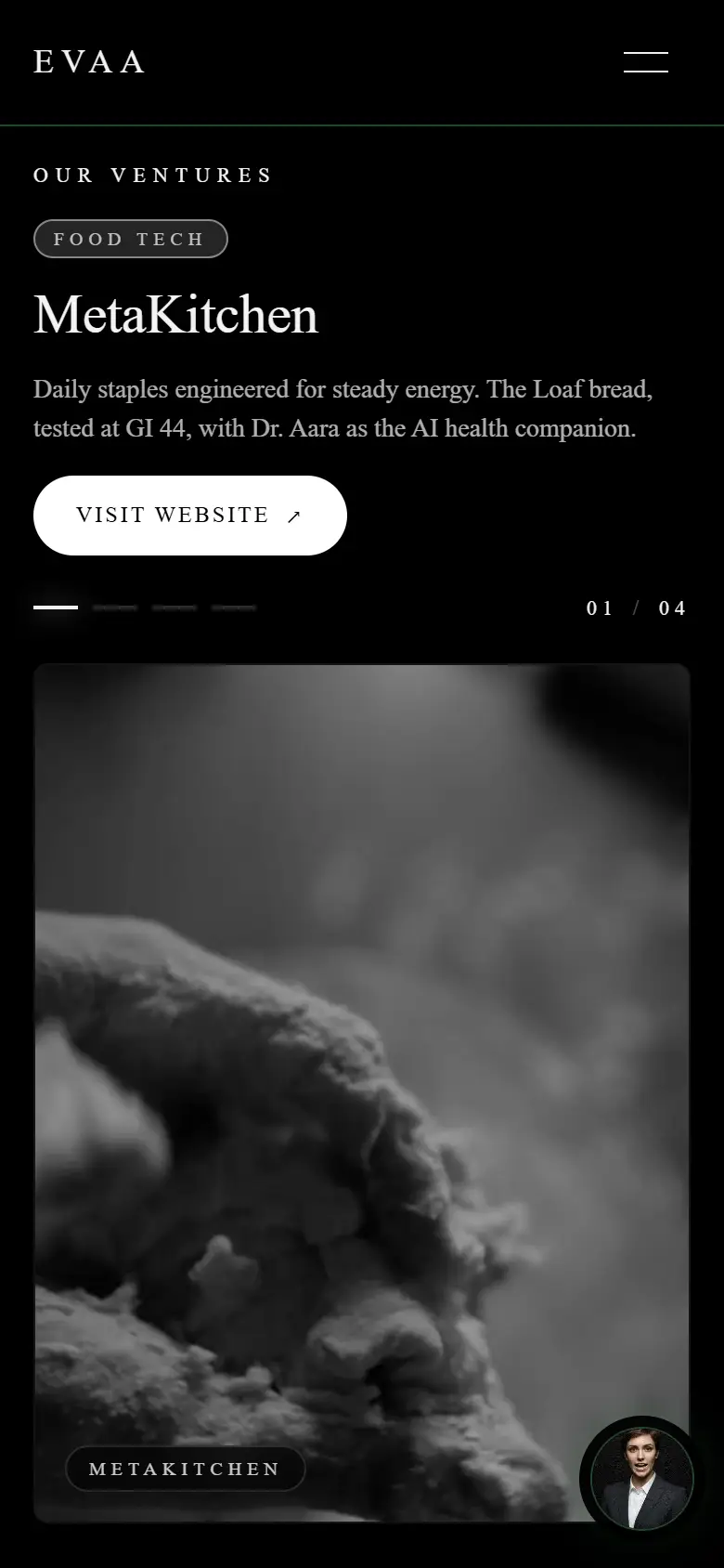 EVAA Enterprises on a phone, screen 2
